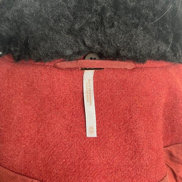 Free People Sedgwick Peacoat Military Style Wool Jacket Faux Fur Collar Size XS - Picture 8 of 9